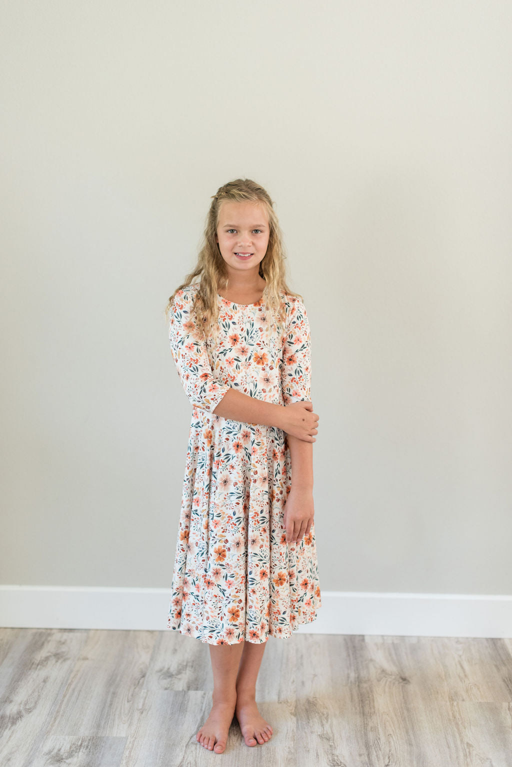 Rust Fall Floral Twirl dress