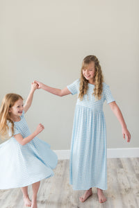 Blue Plaid Twirl Dress