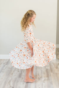 Rust Fall Floral Twirl dress