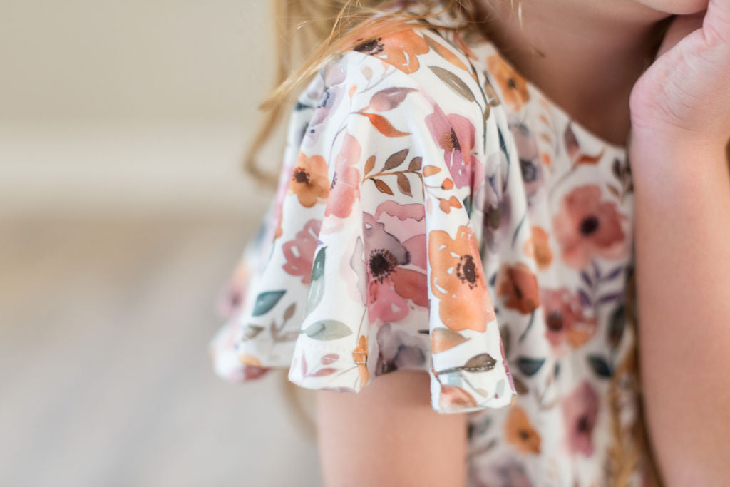 Purple Watercolor Floral Twirl Dress