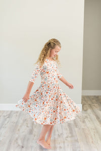 Rust Fall Floral Twirl dress