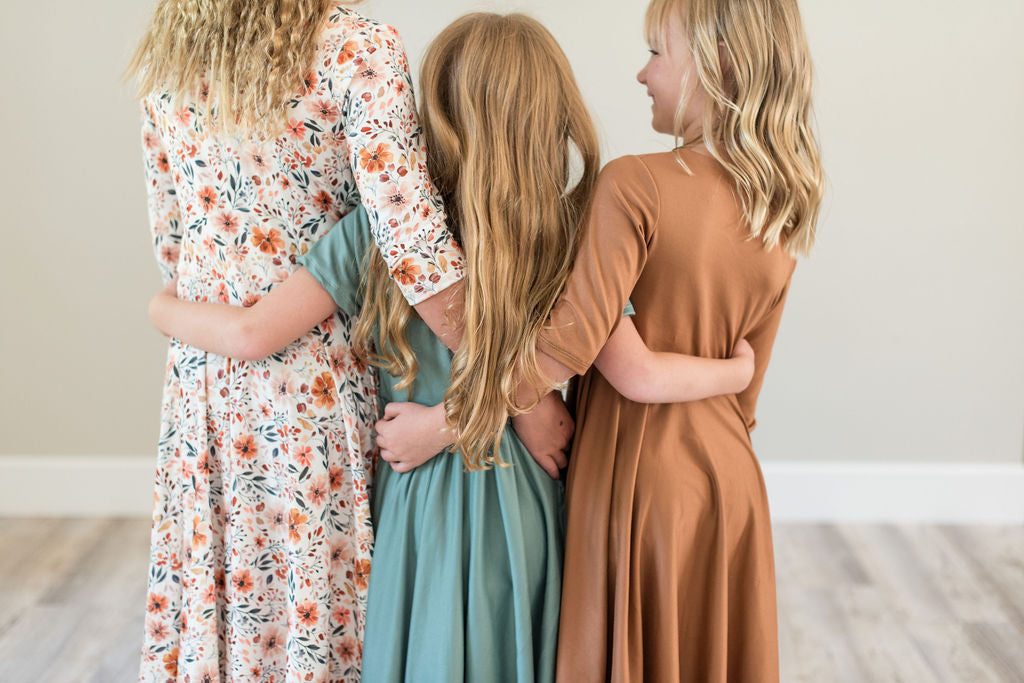 Rust Fall Floral Twirl dress