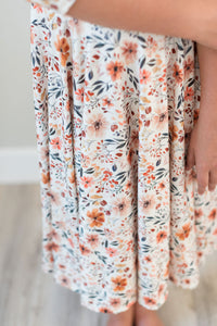 Rust Fall Floral Twirl dress