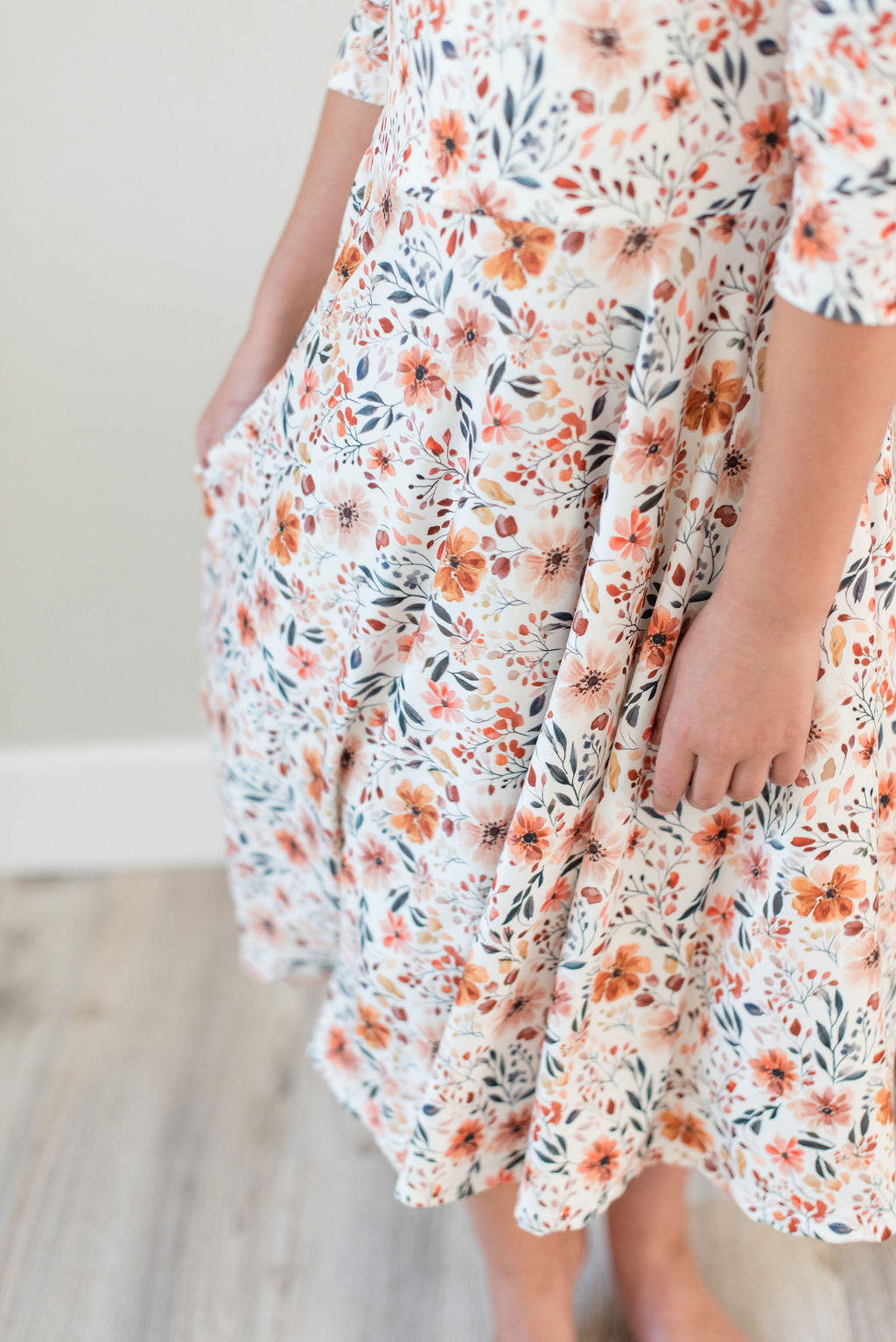 Rust Fall Floral Twirl dress