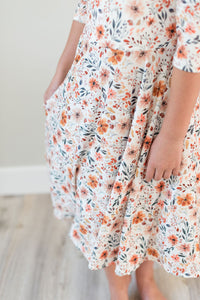 Rust Fall Floral Twirl dress