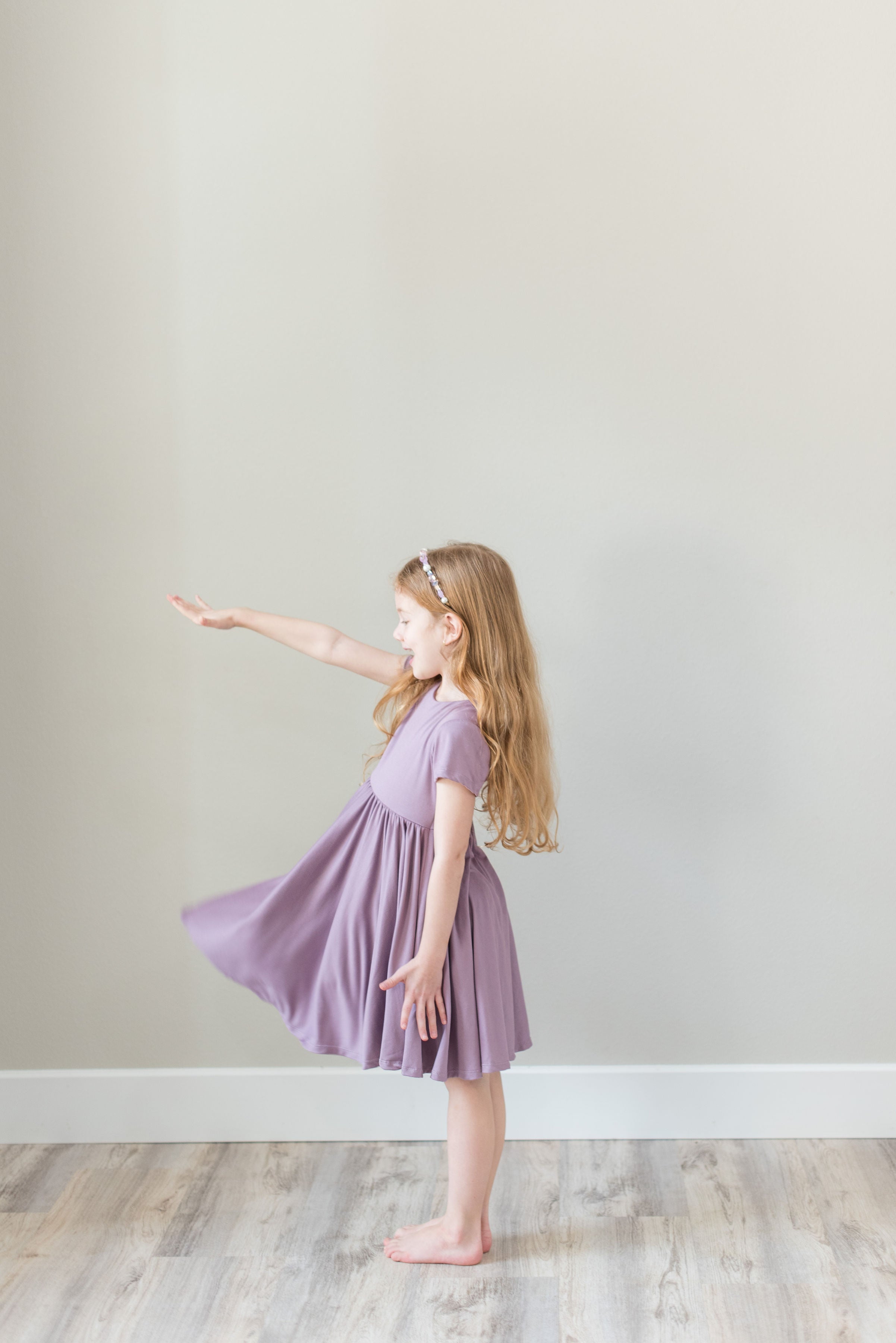 Purple Watercolor Floral Twirl Dress