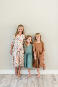 Rust Fall Floral Twirl dress