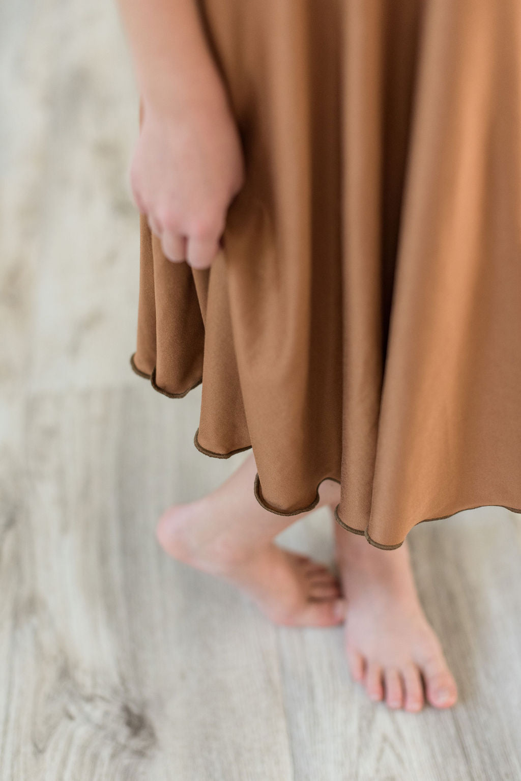 Camel Twirl Dress with Bell Sleeves