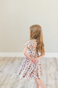 Purple Watercolor Floral Twirl Dress