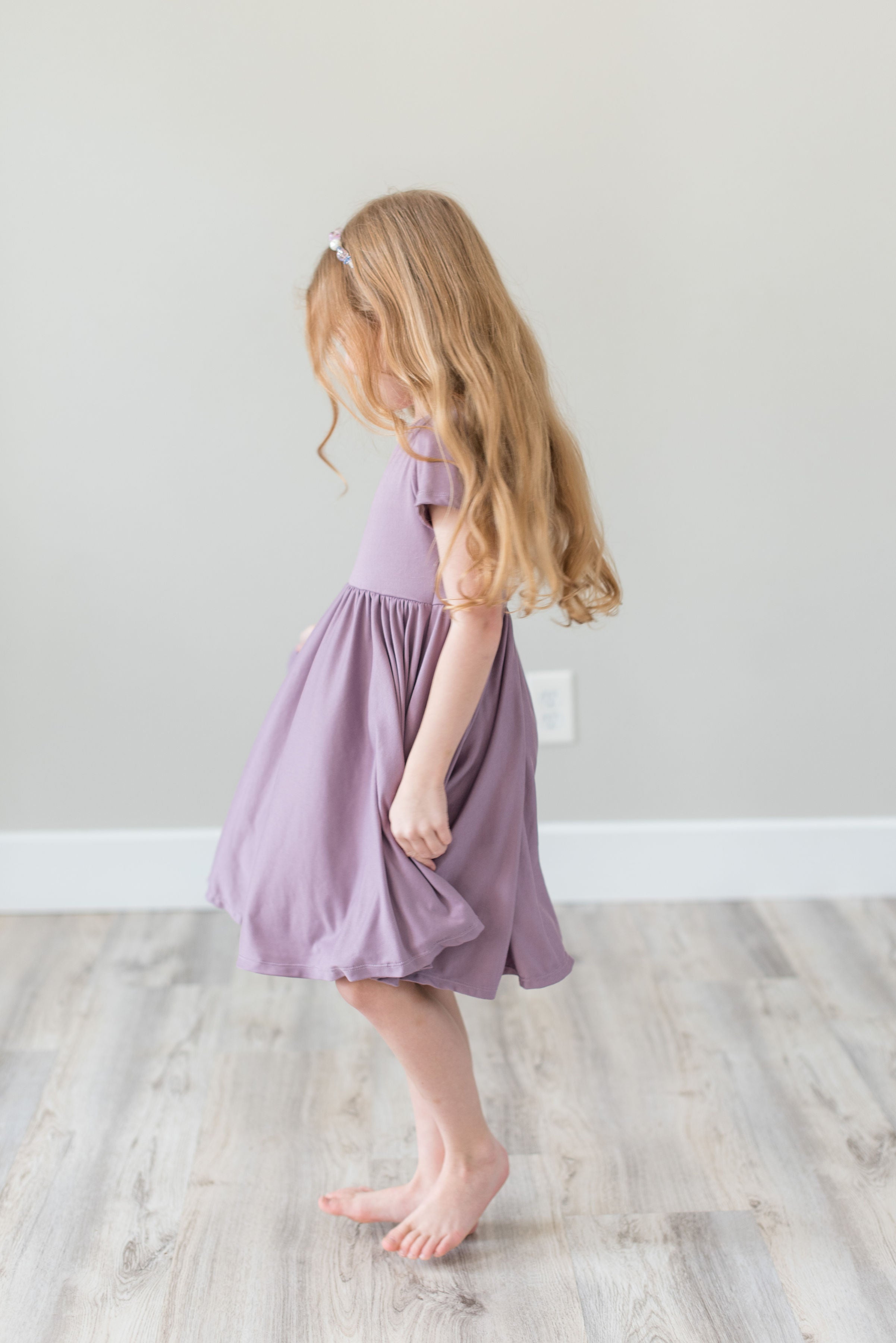 Purple Watercolor Floral Twirl Dress