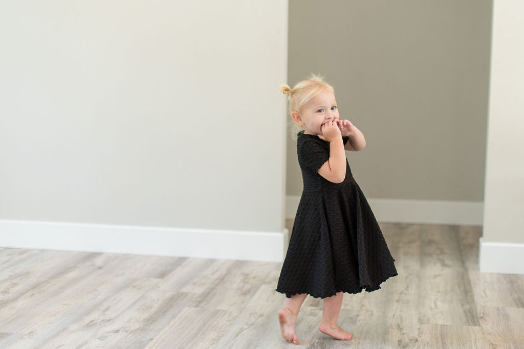 Textured Black Twirl Dress