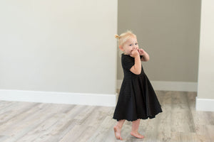 Textured Black Twirl Dress