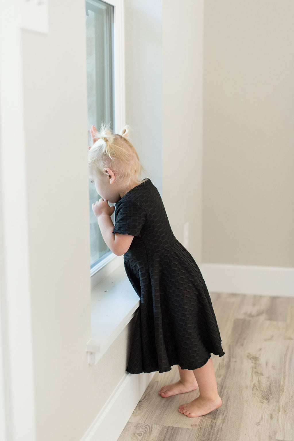 Textured Black Twirl Dress