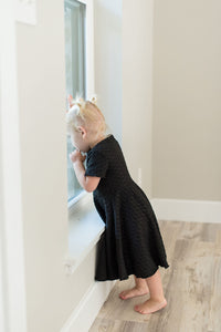 Textured Black Twirl Dress