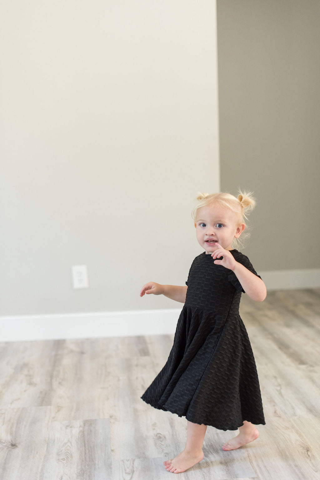 Textured Black Twirl Dress