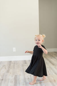 Textured Black Twirl Dress