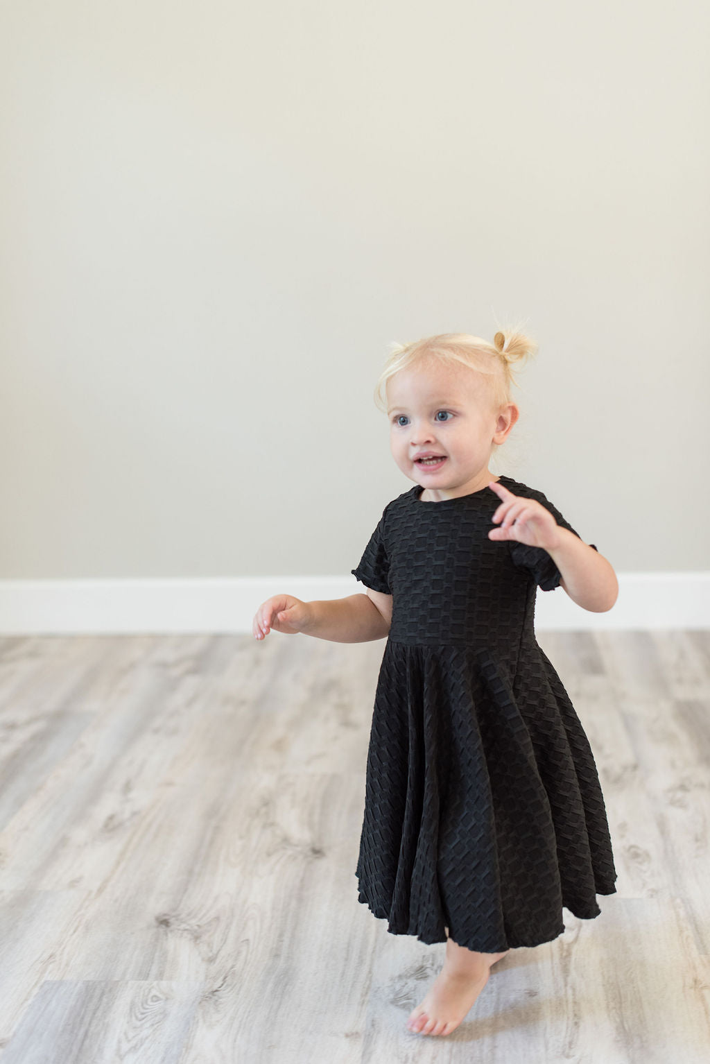Textured Black Twirl Dress