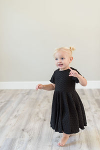 Textured Black Twirl Dress