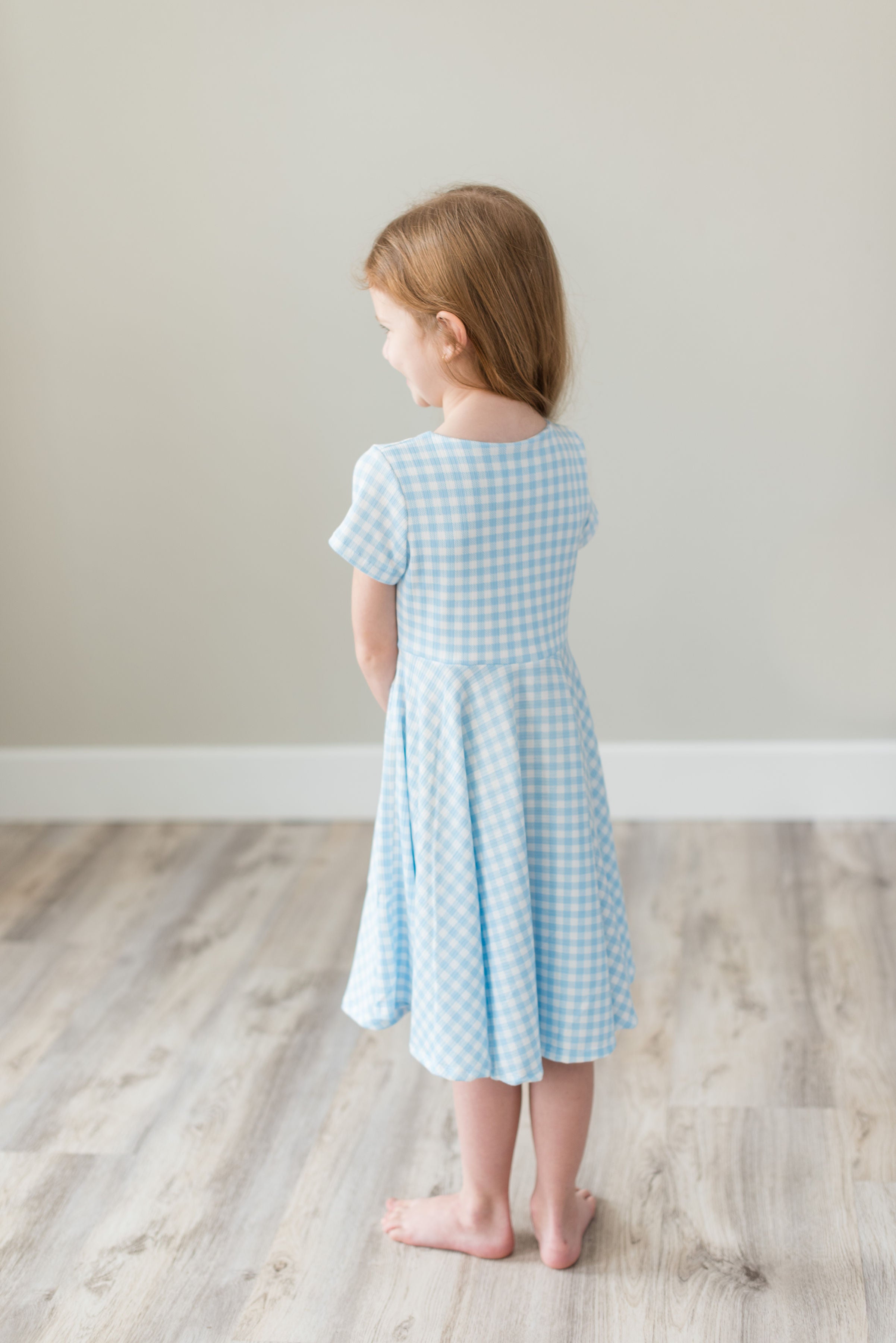 Blue Plaid Twirl Dress