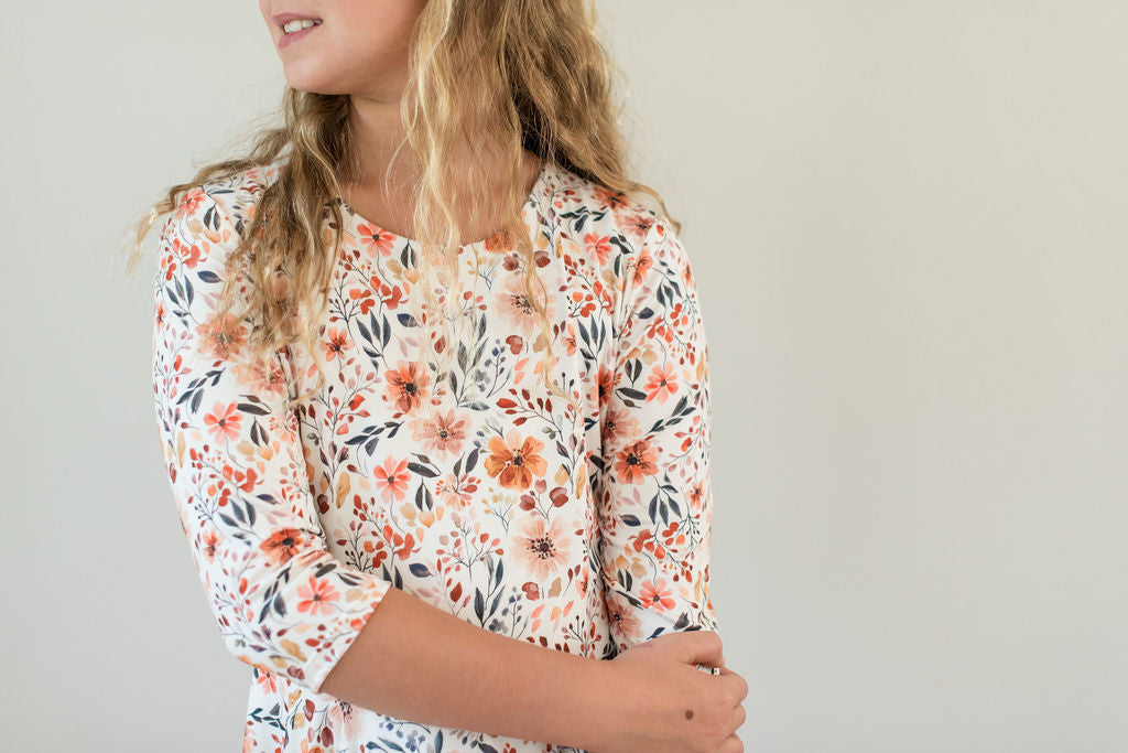Rust Fall Floral Twirl dress