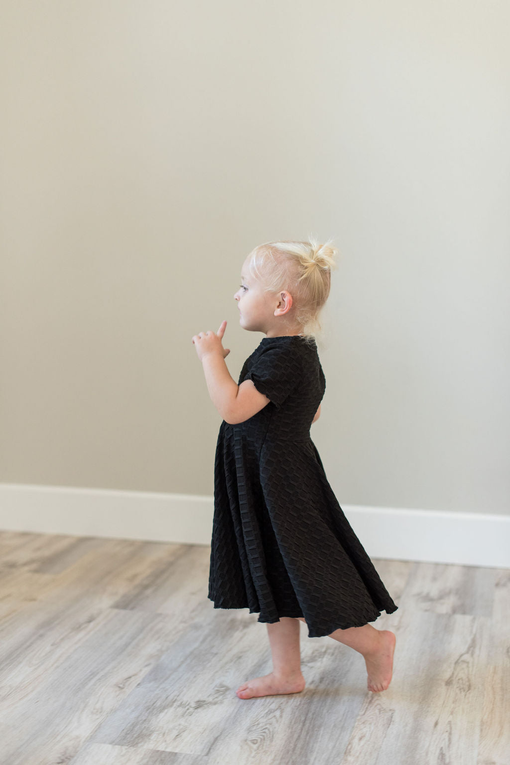Textured Black Twirl Dress