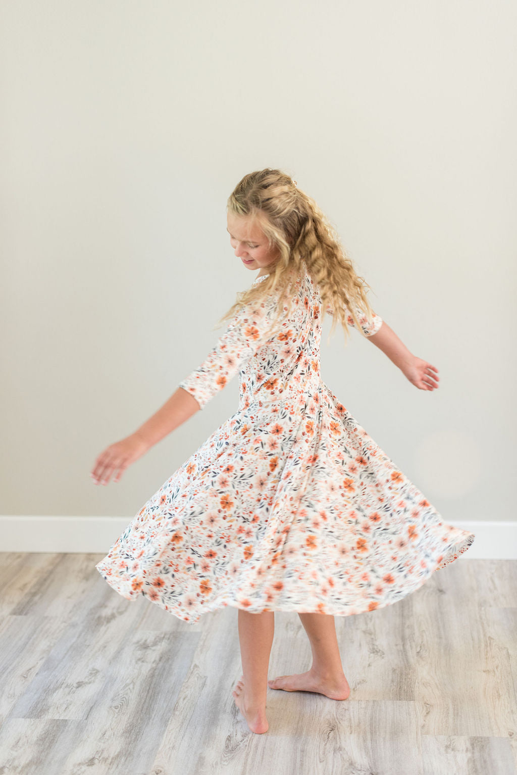 Rust Fall Floral Twirl dress
