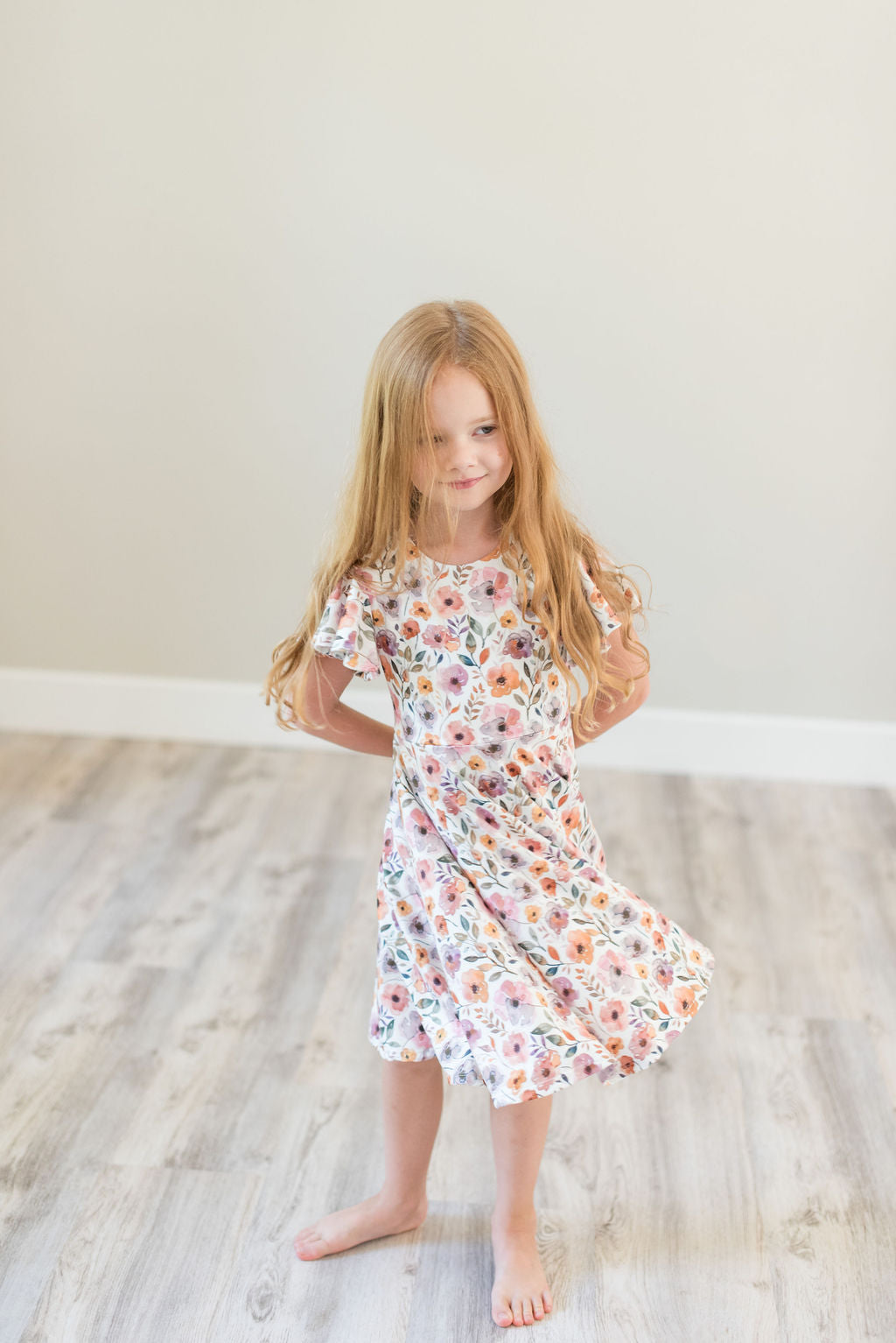 Purple Watercolor Floral Twirl Dress