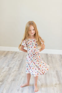 Purple Watercolor Floral Twirl Dress