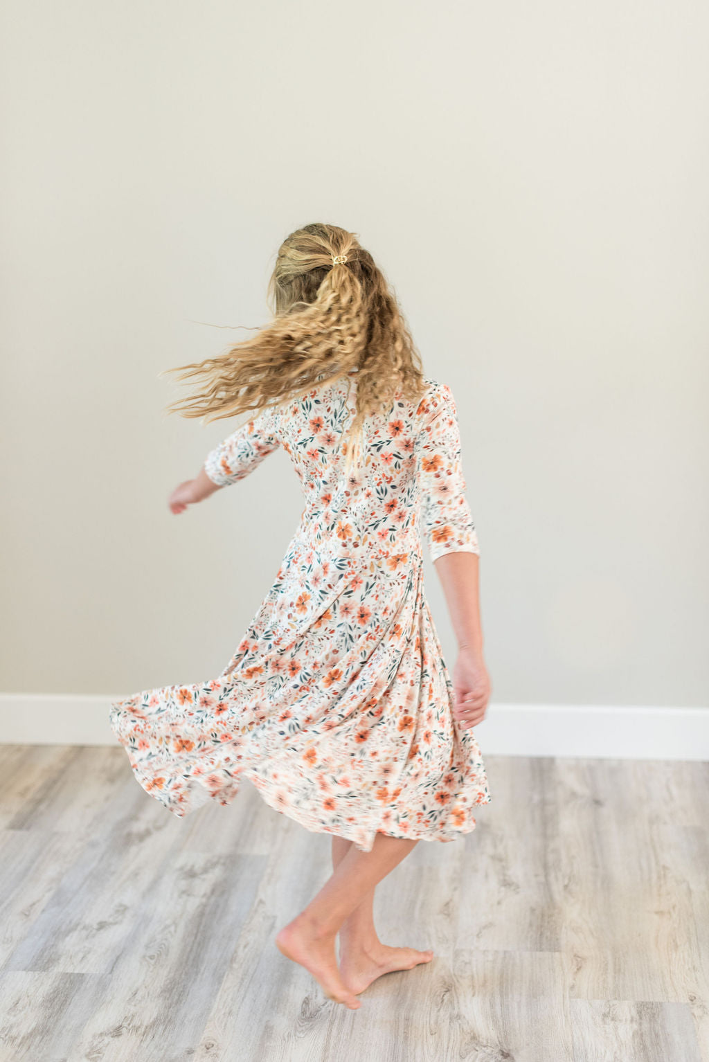 Rust Fall Floral Twirl dress