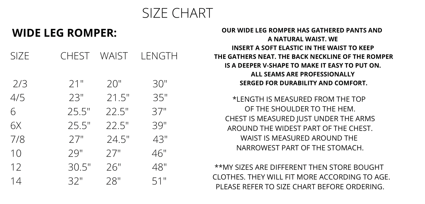 romper size chart