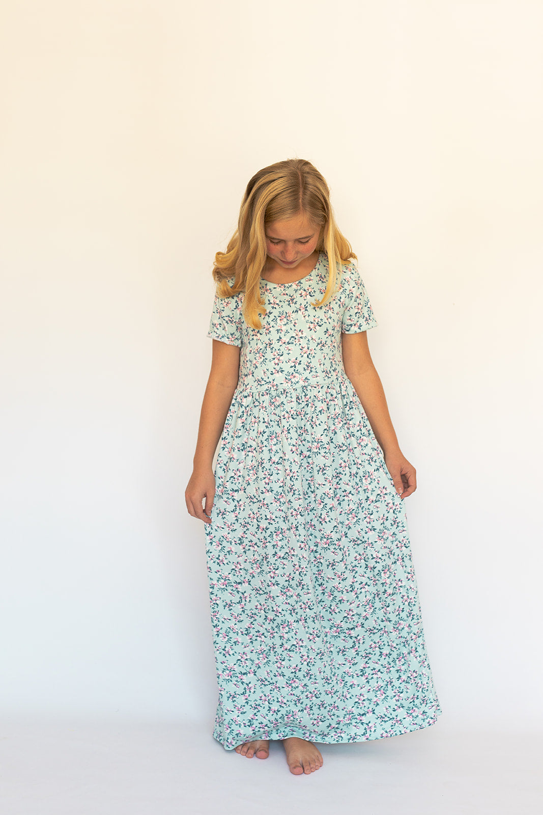 BLUE AND PINK MAXI DRESS