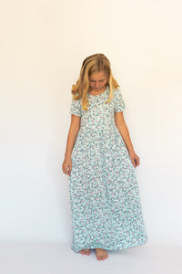 BLUE AND PINK MAXI DRESS